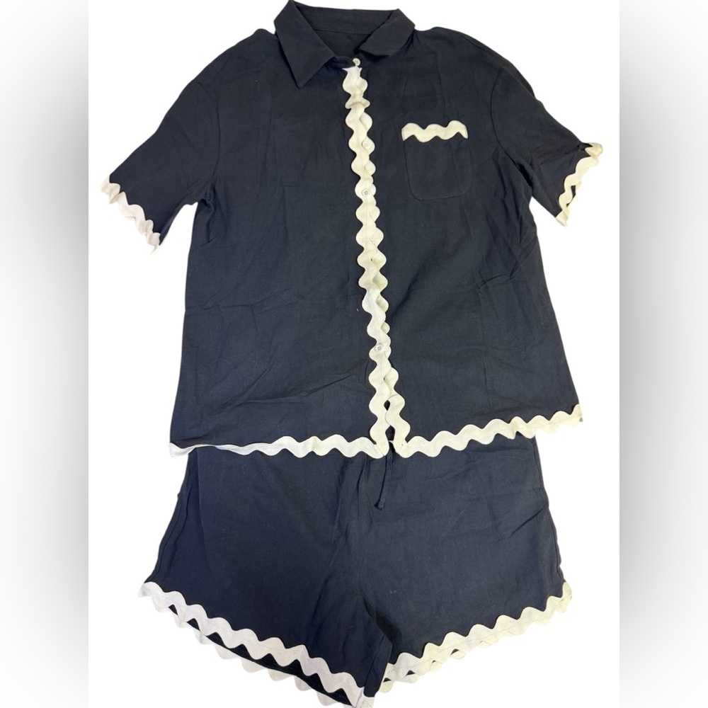 Navy and White Short or lounge Set